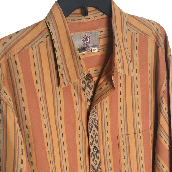The Territory Ahead Shirt Mens XLT Rust Tan Striped Southwestern Long Sleeve - Picture 2 of 14